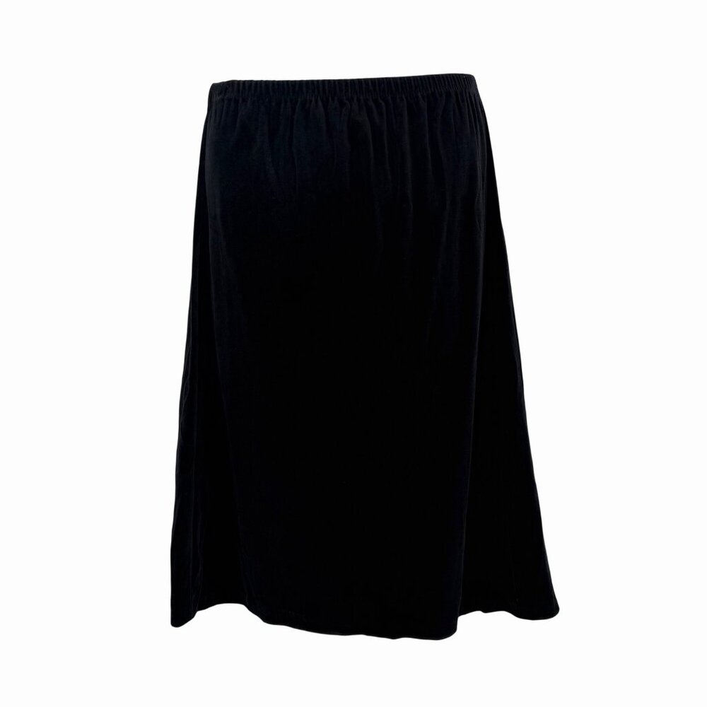 VINTAGE ELASTIC WAIST BLACK VELVET MIDI SKIRT